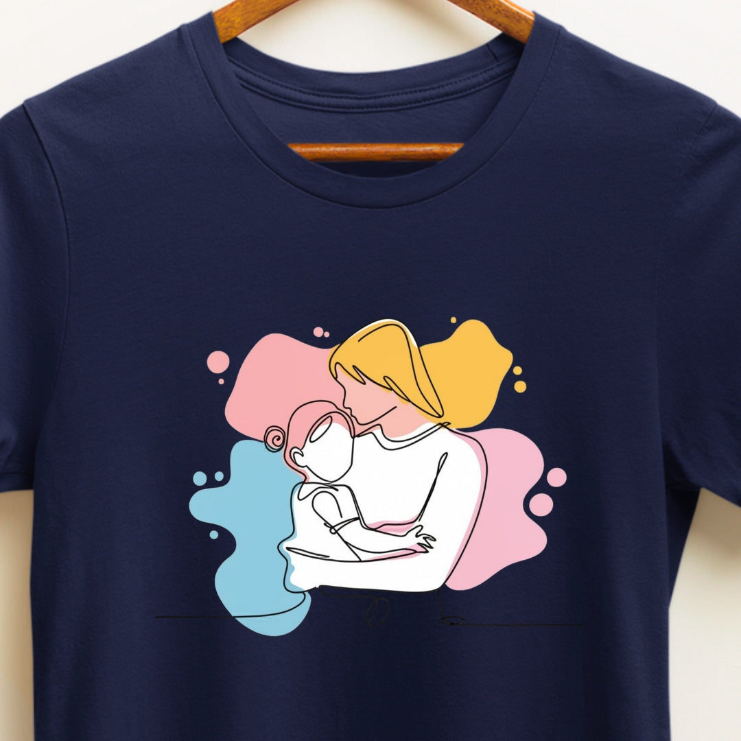 Mom with Daughter Minimalist Design T-shirt