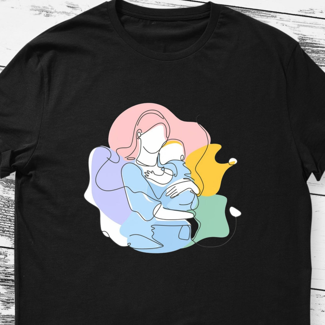 Mom with Child Minimalist Design T-shirt | Shop Now