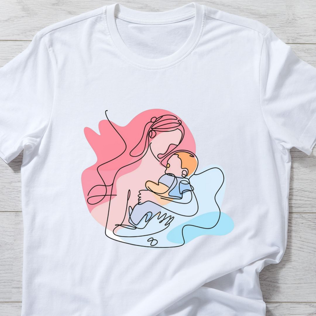 Mom Child Bonding Minimalist Design T-shirt