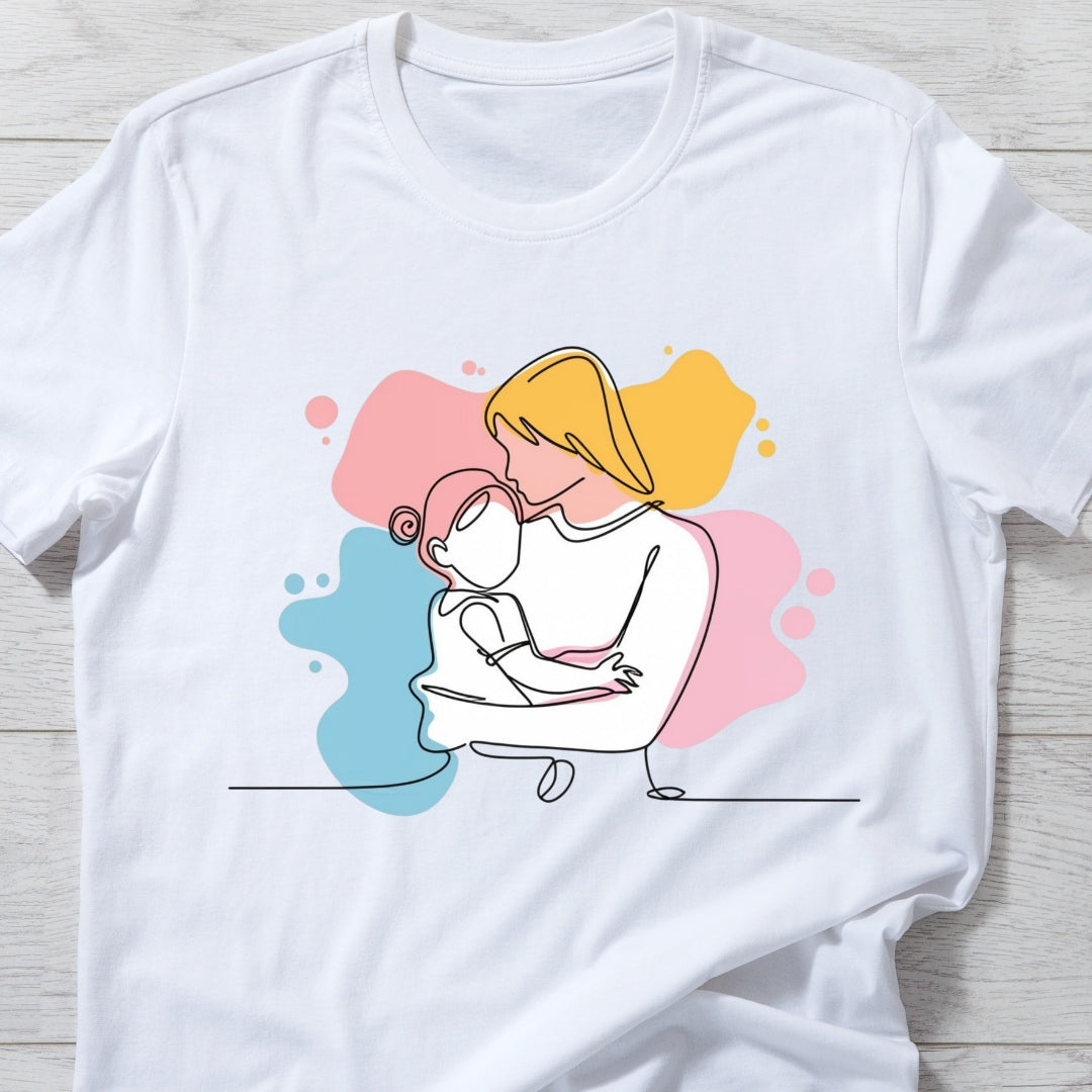 Mom with Daughter Minimalist Design T-shirt