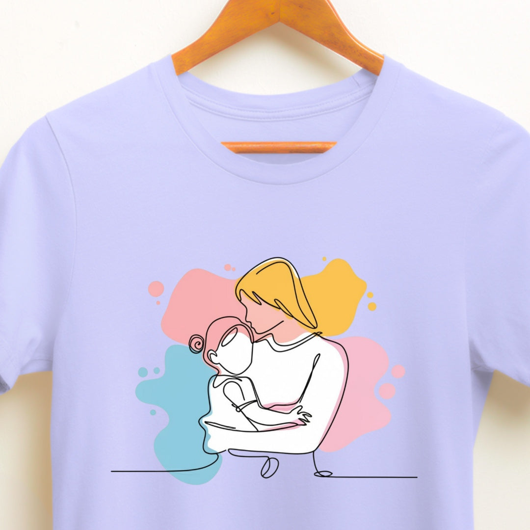 Mom with Daughter Minimalist Design T-shirt