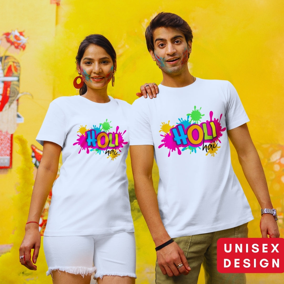 Holi T-shirt in White Unisex Style