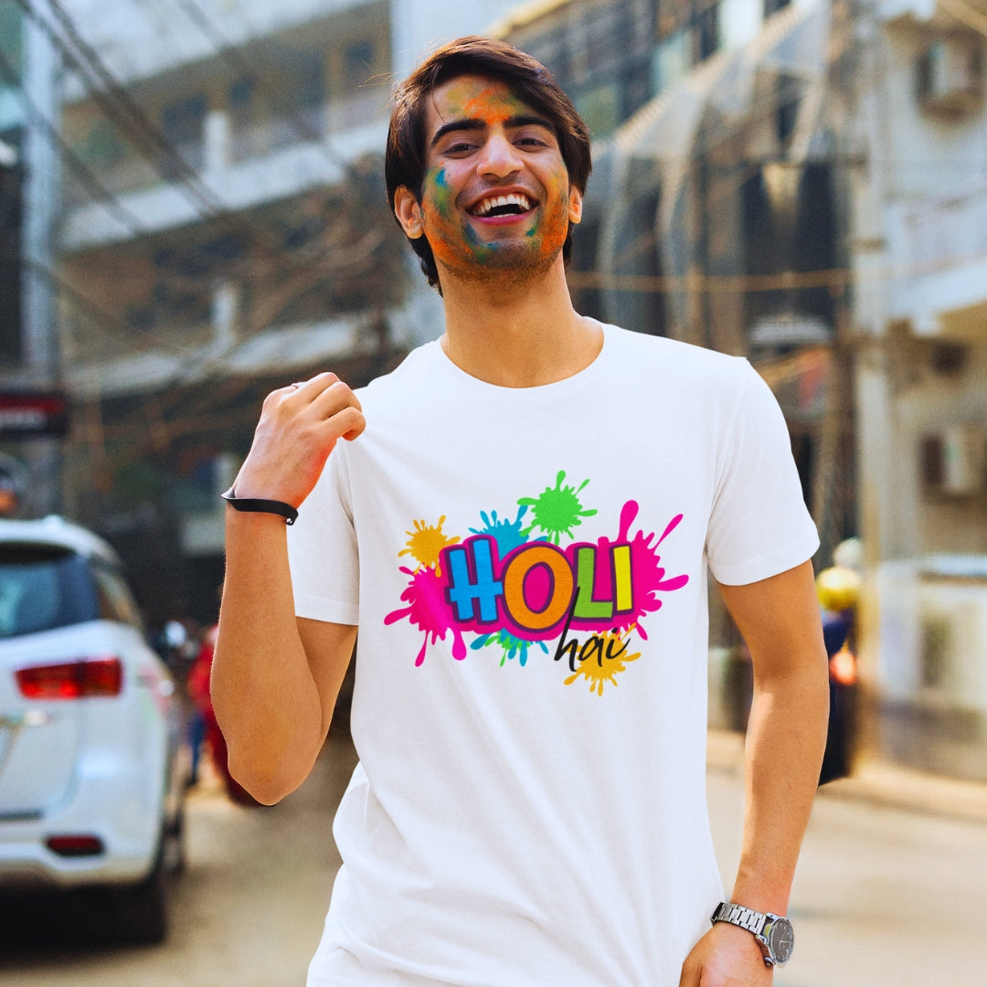 Holi T-shirt in White Unisex Style