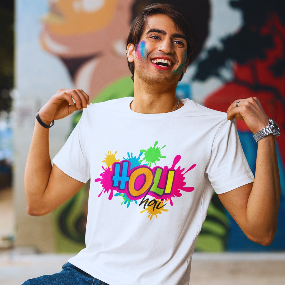 Holi T-shirt in White Unisex Style