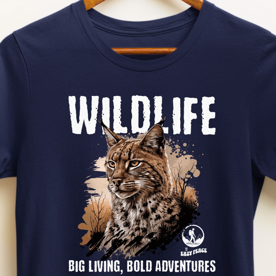 Wildlife Big Living, Bold Adventures T-Shirt - Featuring Wild Lynx Cat from India