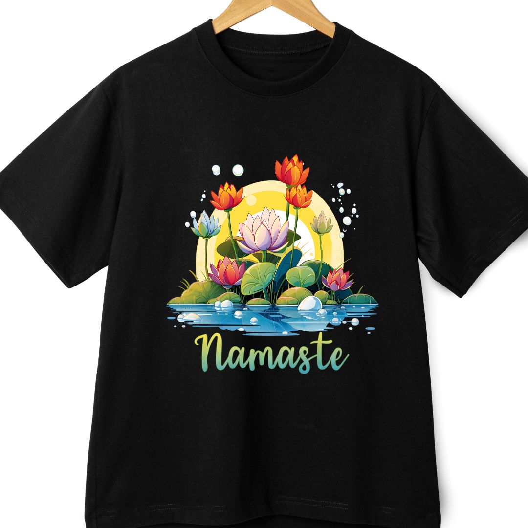 Namaste Lotus Boho Oversized T-Shirt: Embrace Nature and Yoga | Eazy Peace