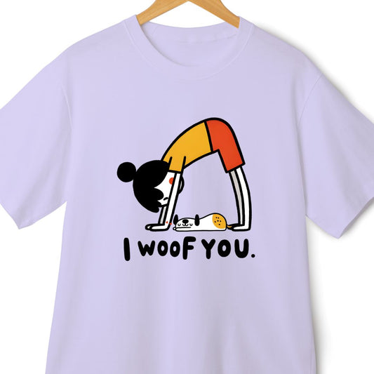 I Woof You Oversized T-Shirt: Funny Yoga Graphic for Dog Lovers | Eazy Peace