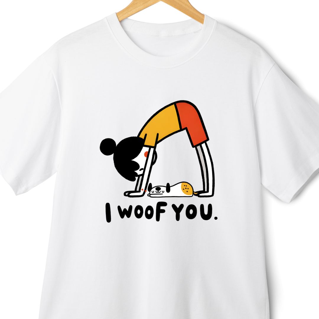 I Woof You Oversized T-Shirt: Funny Yoga Graphic for Dog Lovers | Eazy Peace