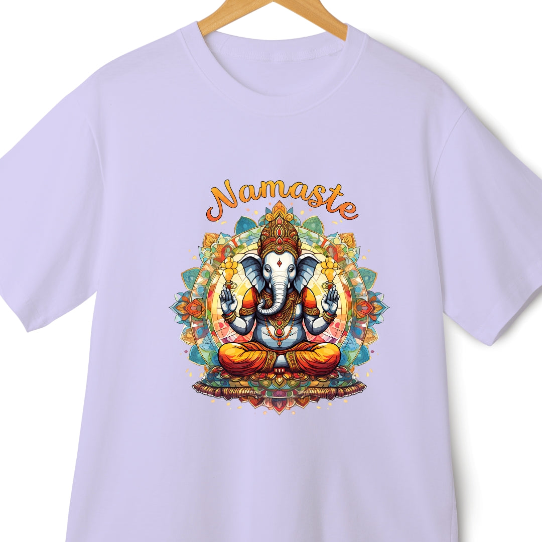 Devotional Namaste Ganesha Oversized T-Shirt for Boho and Yoga Lover