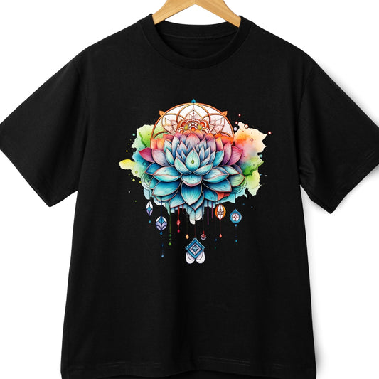 Lotus Mandala Boho Oversized T-Shirt: Perfect for Yoga and Boho Enthusiasts | Eazy Peace