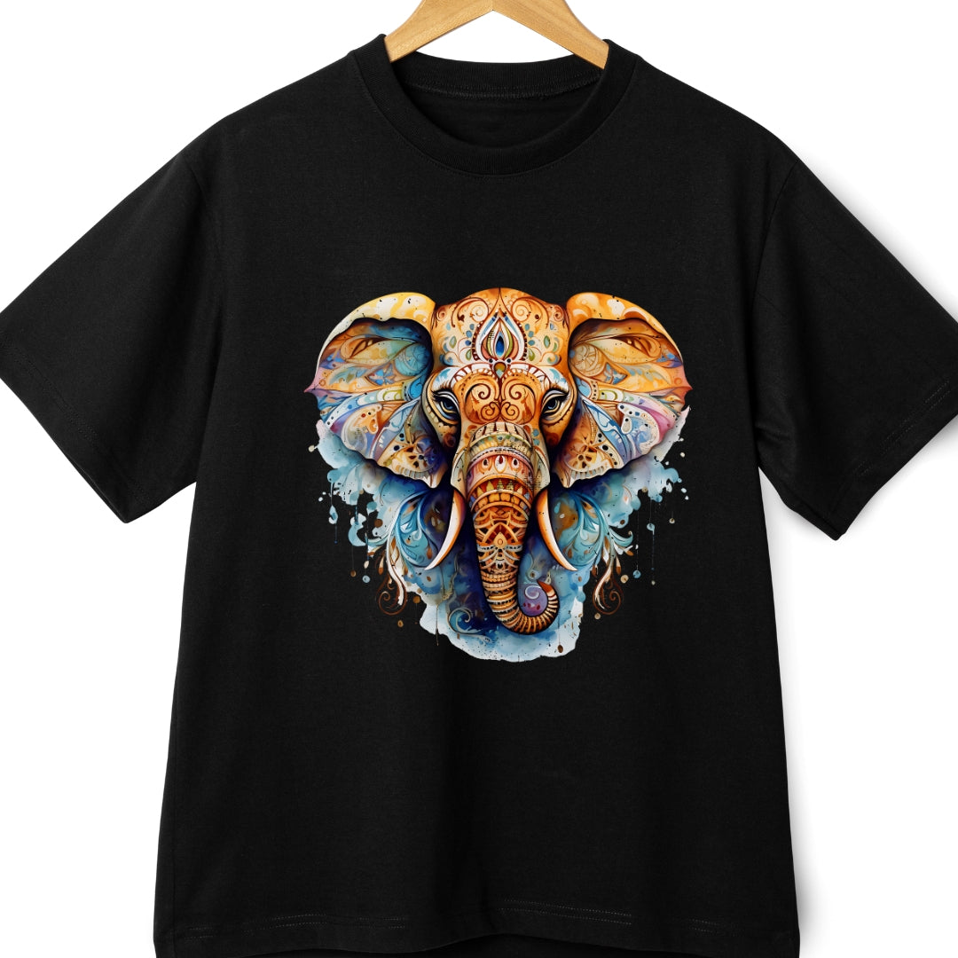 Boho Elephant Oversized T-Shirt: Stylish Graphic for Yoga and Boho Lovers | Eazy Peace