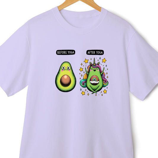 Before Yoga, After Yoga Happy Avocado Oversized T-Shirt: Cute and Funny Design | Eazy Peace