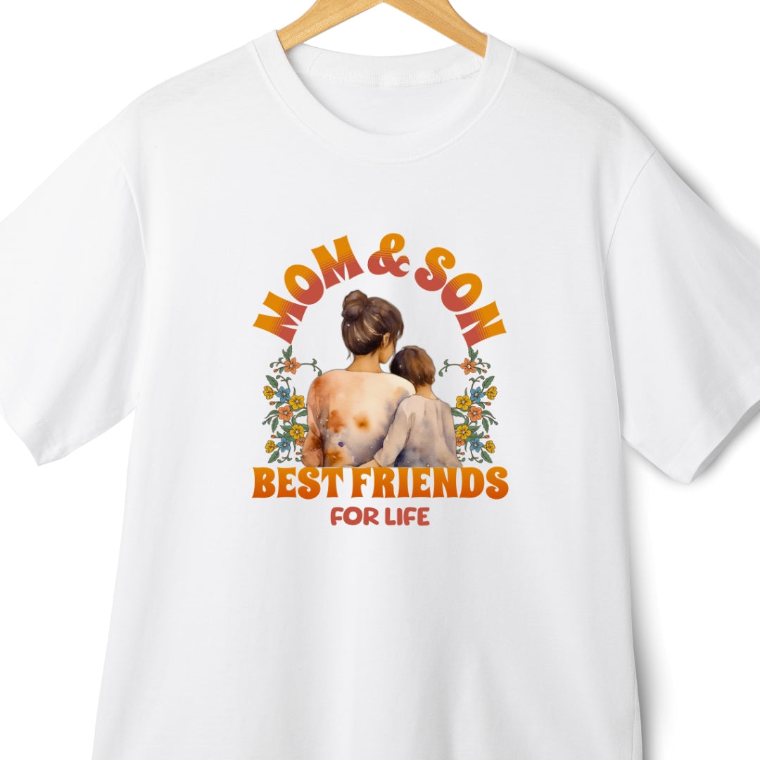 Mom and Son Best Friends for Life | Oversized 100% Cotton T-Shirt