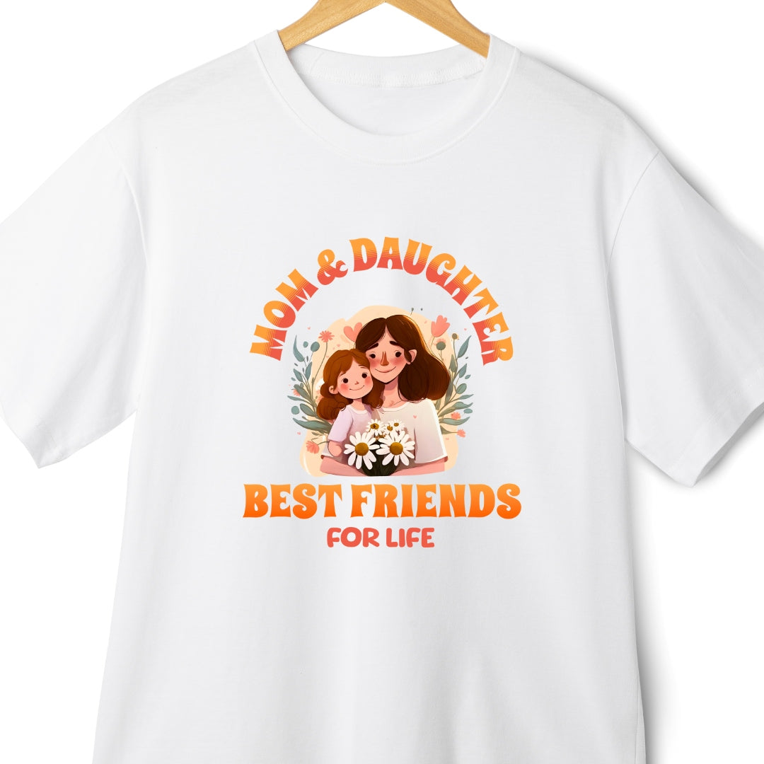 Mom Daughter Best Friends for Life Oversized T-shirt In 100% Cotton Fabric