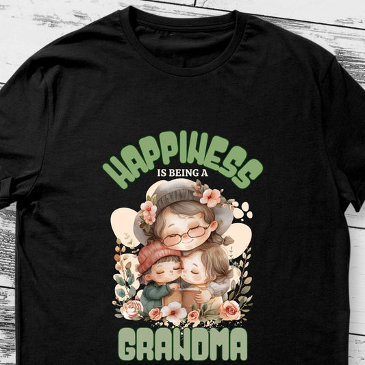 Happiness is Being a Grandma T-Shirt - Gift for Grandmother of Granddaughter and Grandson in India
