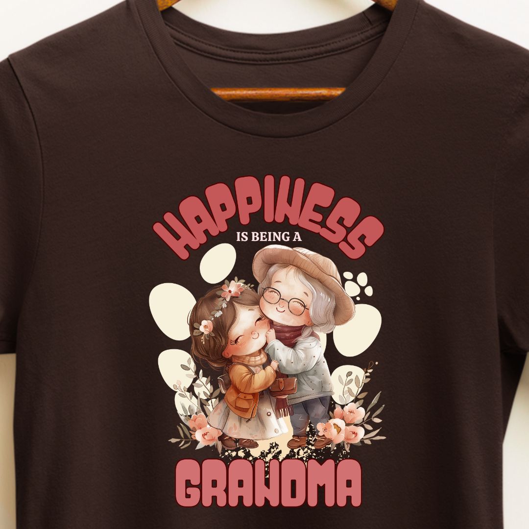 Eazy Peace Grandma T-Shirt - "Happiness is Being a Grandma" - Perfect for Grandmother of One Granddaughter