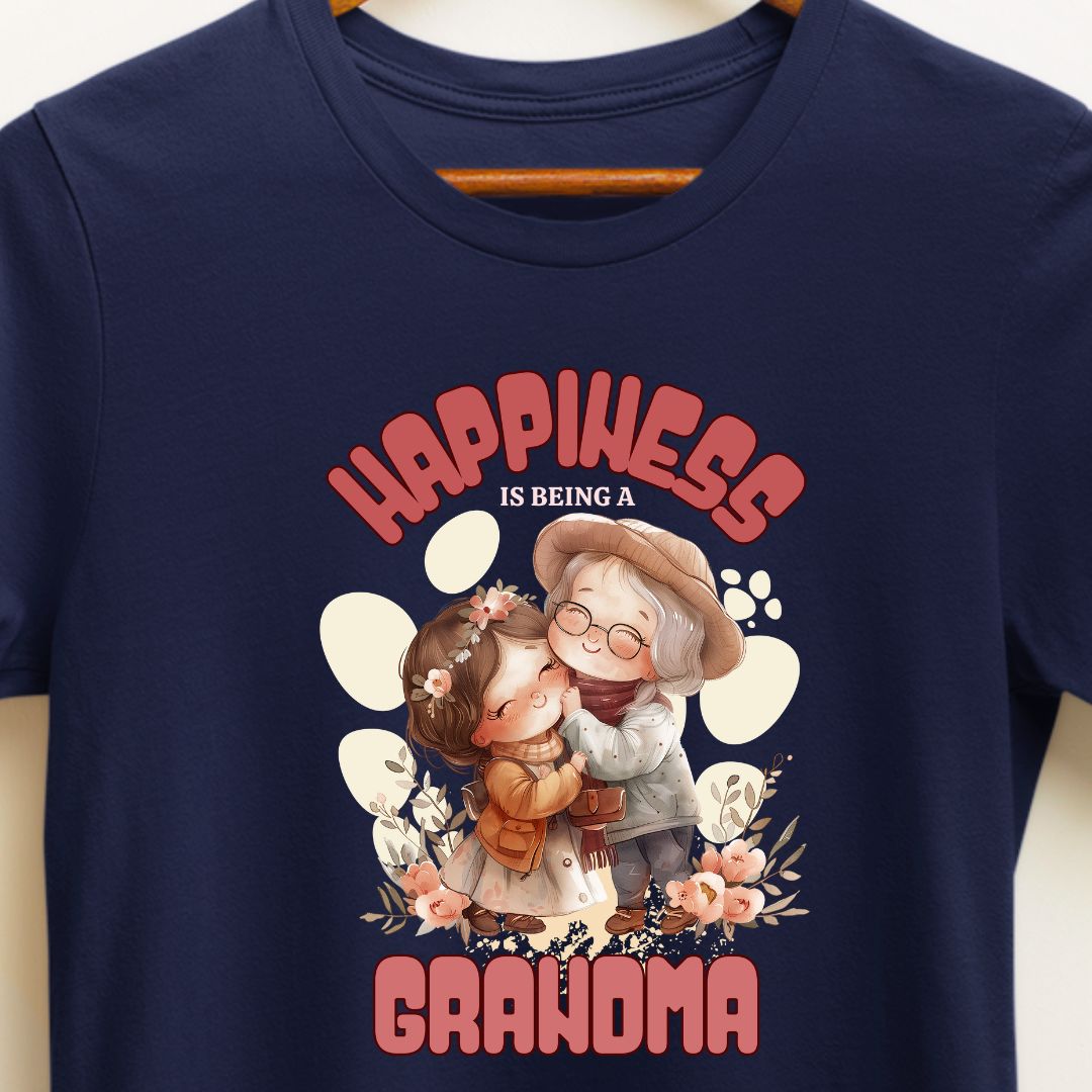 Eazy Peace Grandma T-Shirt - "Happiness is Being a Grandma" - Perfect for Grandmother of One Granddaughter