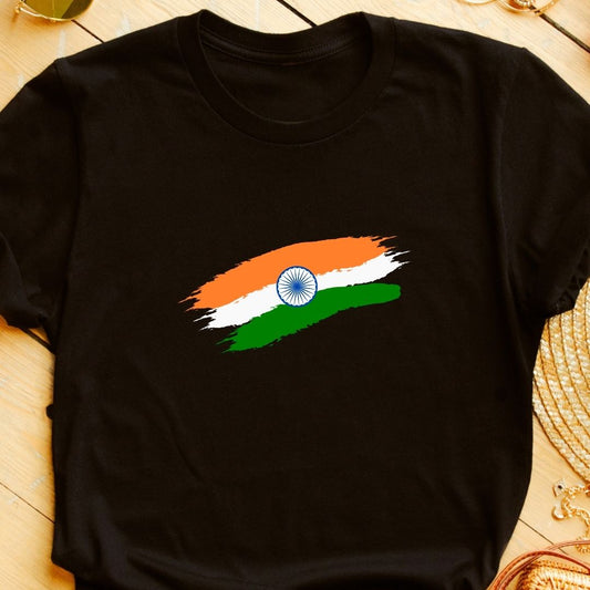 "Elegant Indian Flag T-Shirt – Stylish Patriotic Design for National Celebrations | Unisex Fit"