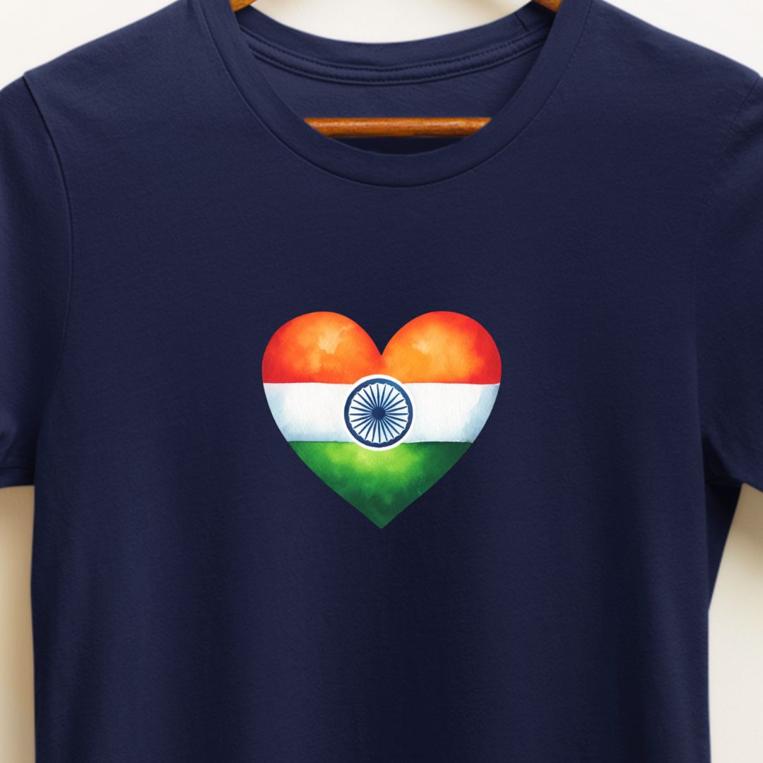 "Watercolor Indian Flag Heart T-Shirt – Beautiful & Elegant Patriotic Design | Unisex Fit"