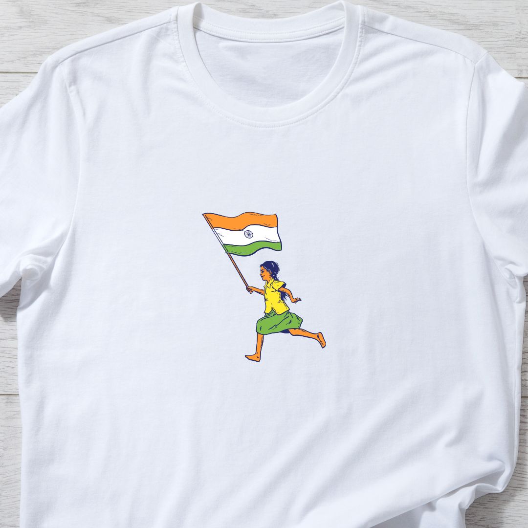 "Proud Girl with Indian Flag T-Shirt – Celebrate Republic & Independence Day | Unisex Fit"