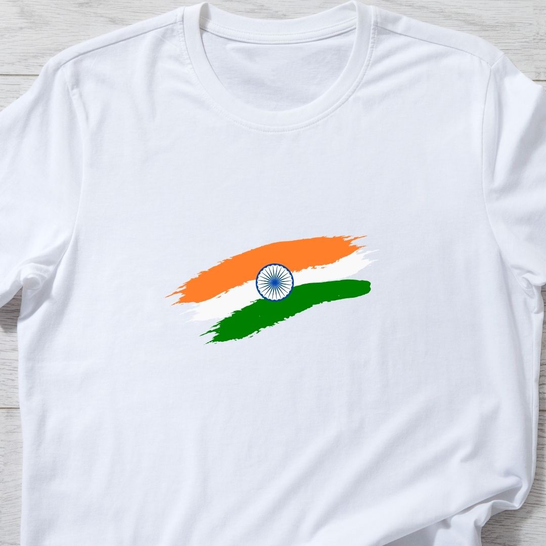 "Elegant Indian Flag T-Shirt – Stylish Patriotic Design for National Celebrations | Unisex Fit"