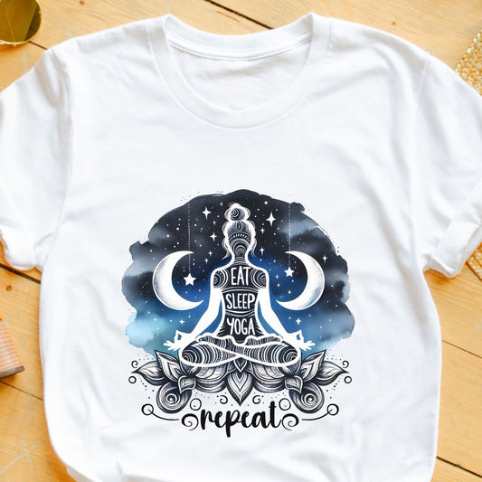 "Eat Sleep Yoga Repeat" T-Shirt – For Busy Moms Who Find Balance in Yoga | Unisex Fit