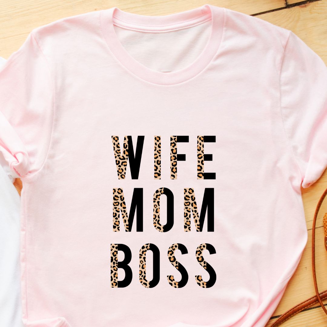 Wife, Mom, Boss T-Shirt | Stylish Animal Print Design for Indian Moms