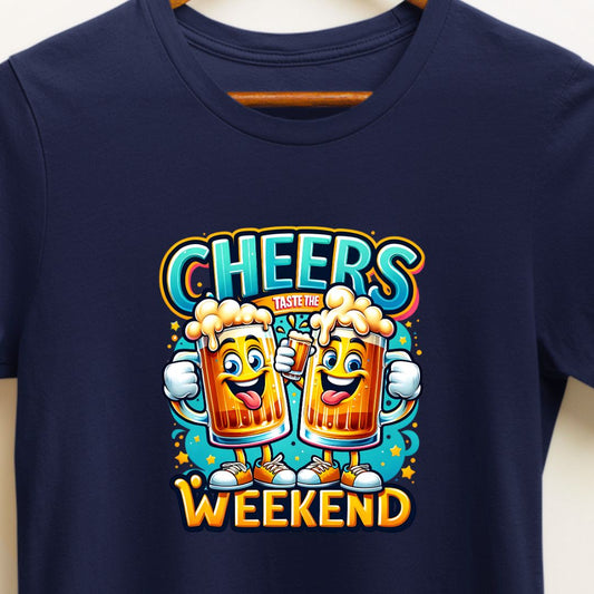 "Cheers, Taste the Weekend" T-Shirt – Perfect Gift for Beer Lovers in India | Unisex Fit