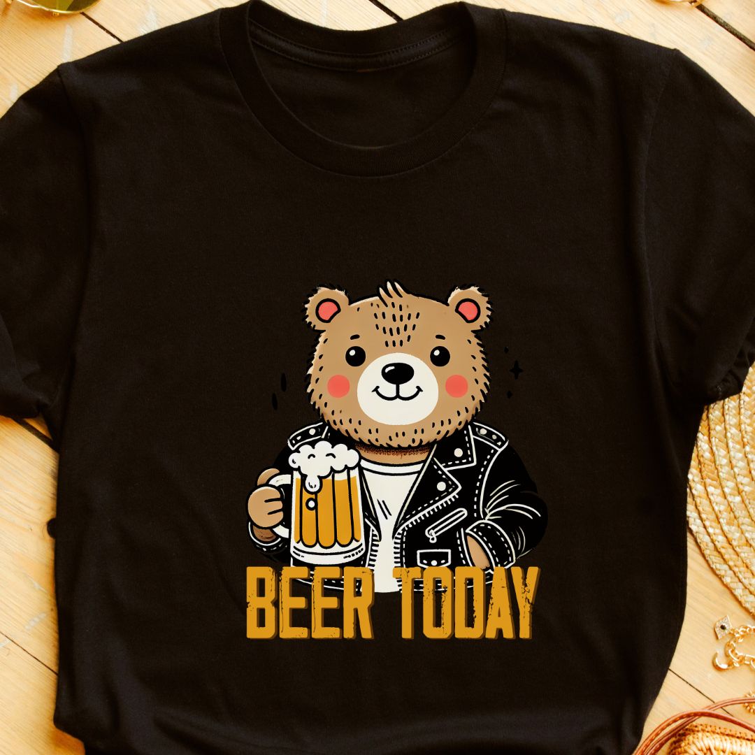 "Beer Today" T-Shirt – Funny Beer Lover Gift with Cute Bear Design | Matching Buddies Beer Tee | Unisex Fit