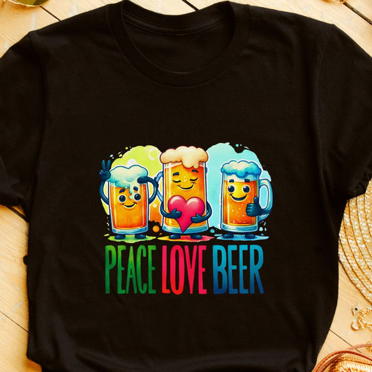 "Peace Love Beer" T-Shirt – Classic Design for Beer Lovers in India | Unisex Fit