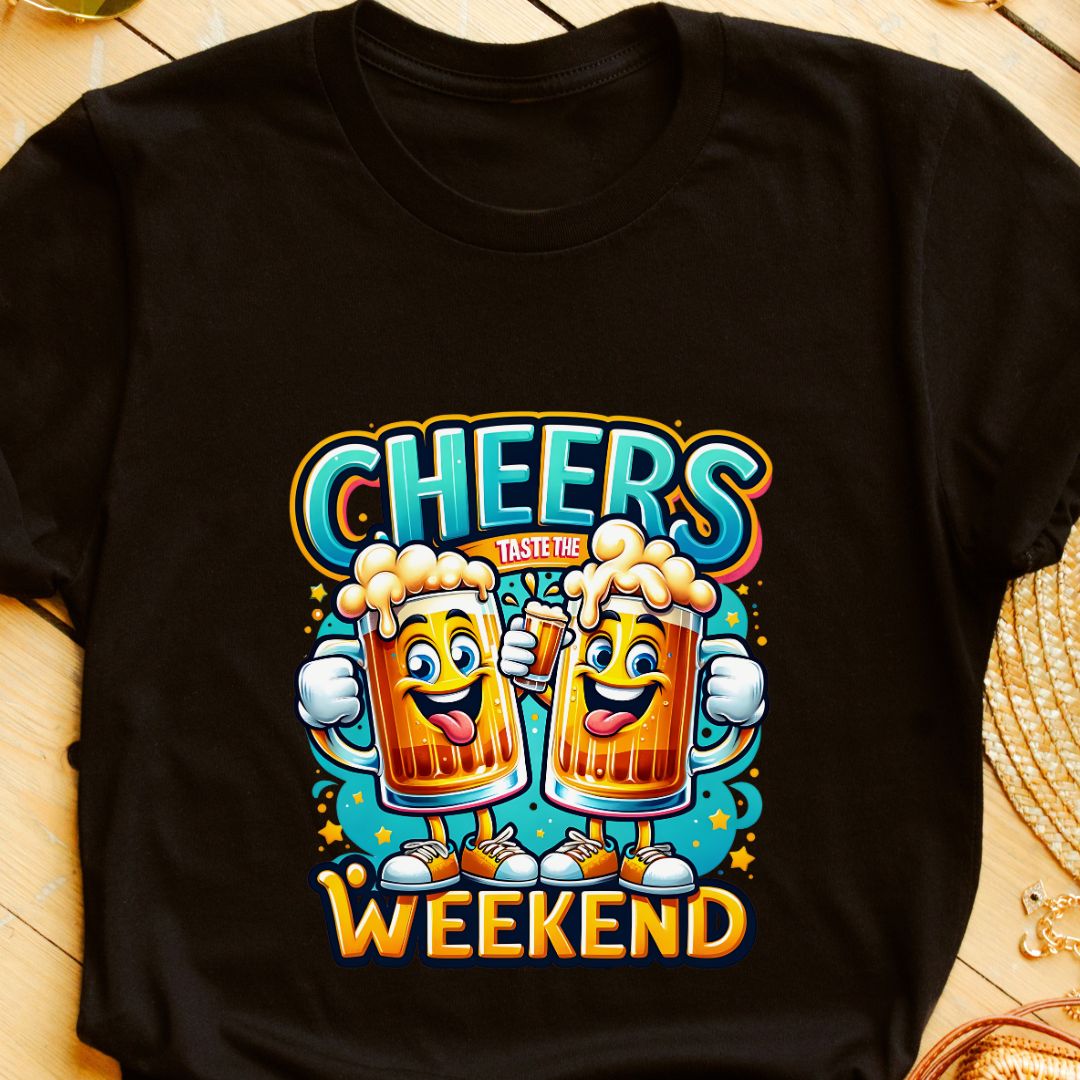 "Cheers, Taste the Weekend" T-Shirt – Perfect Gift for Beer Lovers in India | Unisex Fit