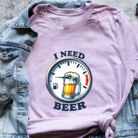 "I Need Beer" T-Shirt – Fuel Meter Dial Graphic for Beer Lovers | Perfect Gift | Unisex Fit