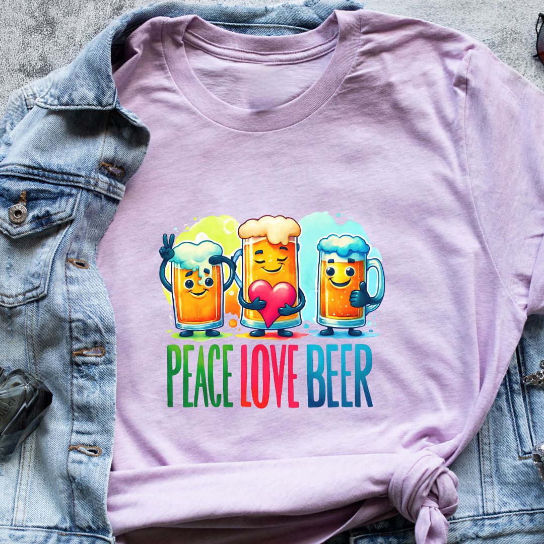 "Peace Love Beer" T-Shirt – Classic Design for Beer Lovers in India | Unisex Fit