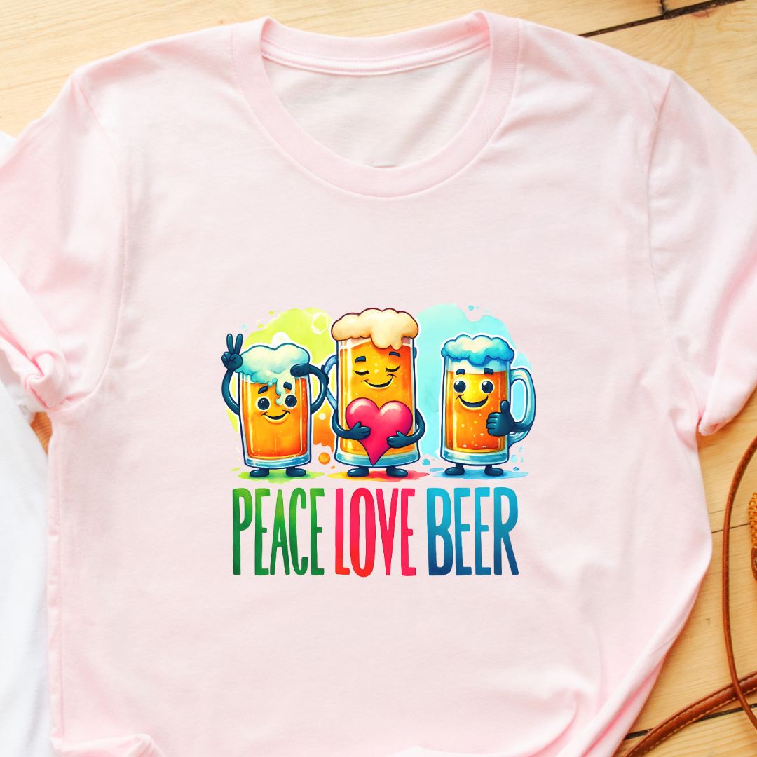 "Peace Love Beer" T-Shirt – Classic Design for Beer Lovers in India | Unisex Fit