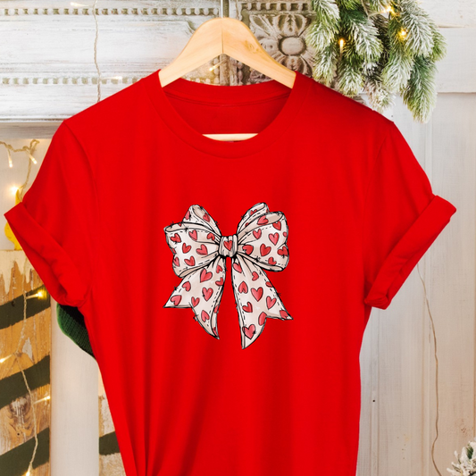 "Cute Bow T-Shirt – Minimalist & Elegant Design for Valentine’s and Everyday Style