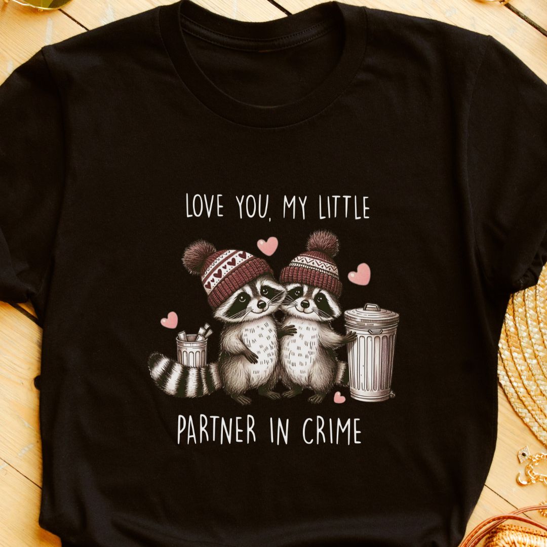 Love You My Little Partner in Crime T-Shirt – Perfect Valentine’s Gift for Couples in India | Unisex Fit