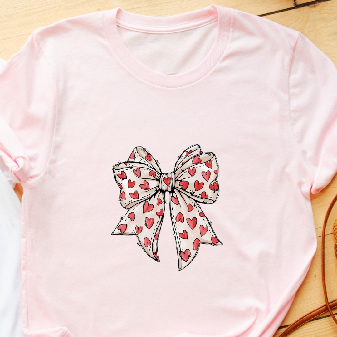 "Cute Bow T-Shirt – Minimalist & Elegant Design for Valentine’s and Everyday Style