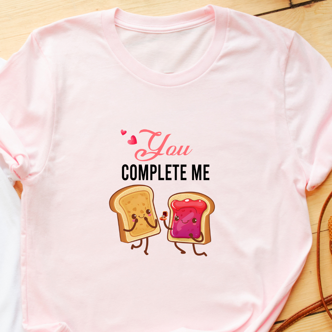 "You Complete Me" T-Shirt – Jelly & Peanut Butter Proposal Graphic | Cute Gift for Your Fiancé