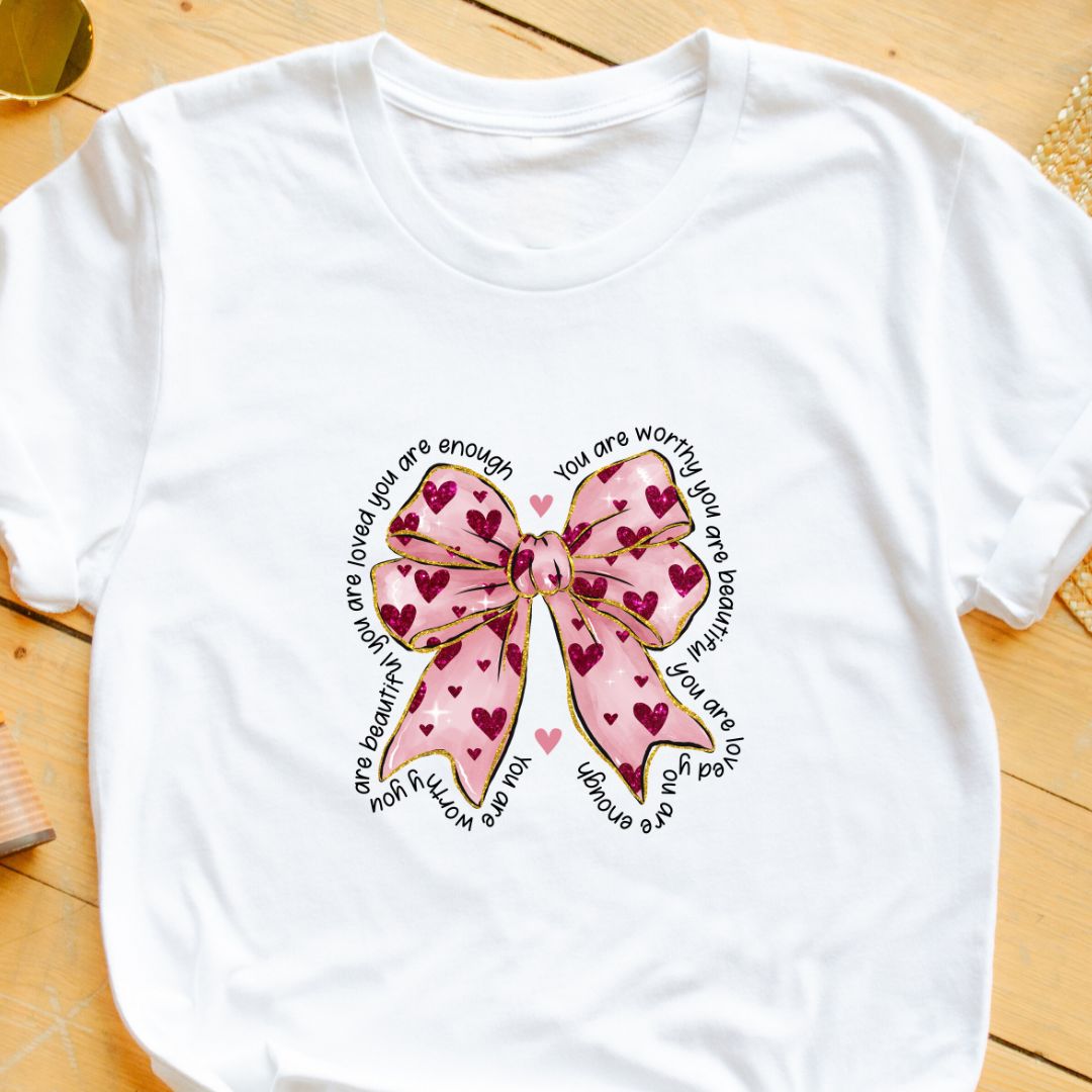 "Self Love" T-Shirt – Feminine Bow Design for Empowering & Thoughtful Gifts | Perfect Valentine’s Day Gift