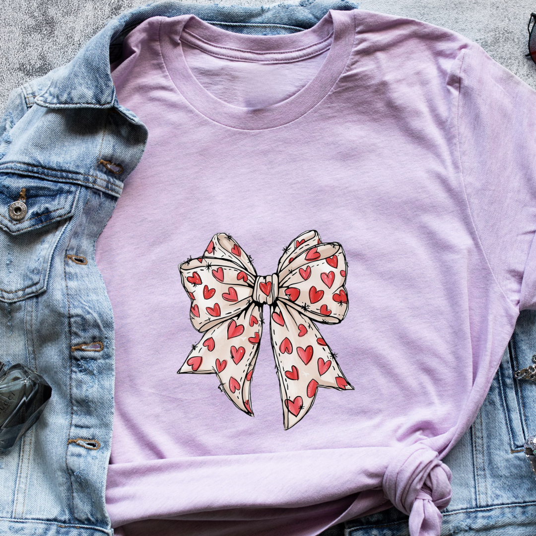 "Cute Bow T-Shirt – Minimalist & Elegant Design for Valentine’s and Everyday Style