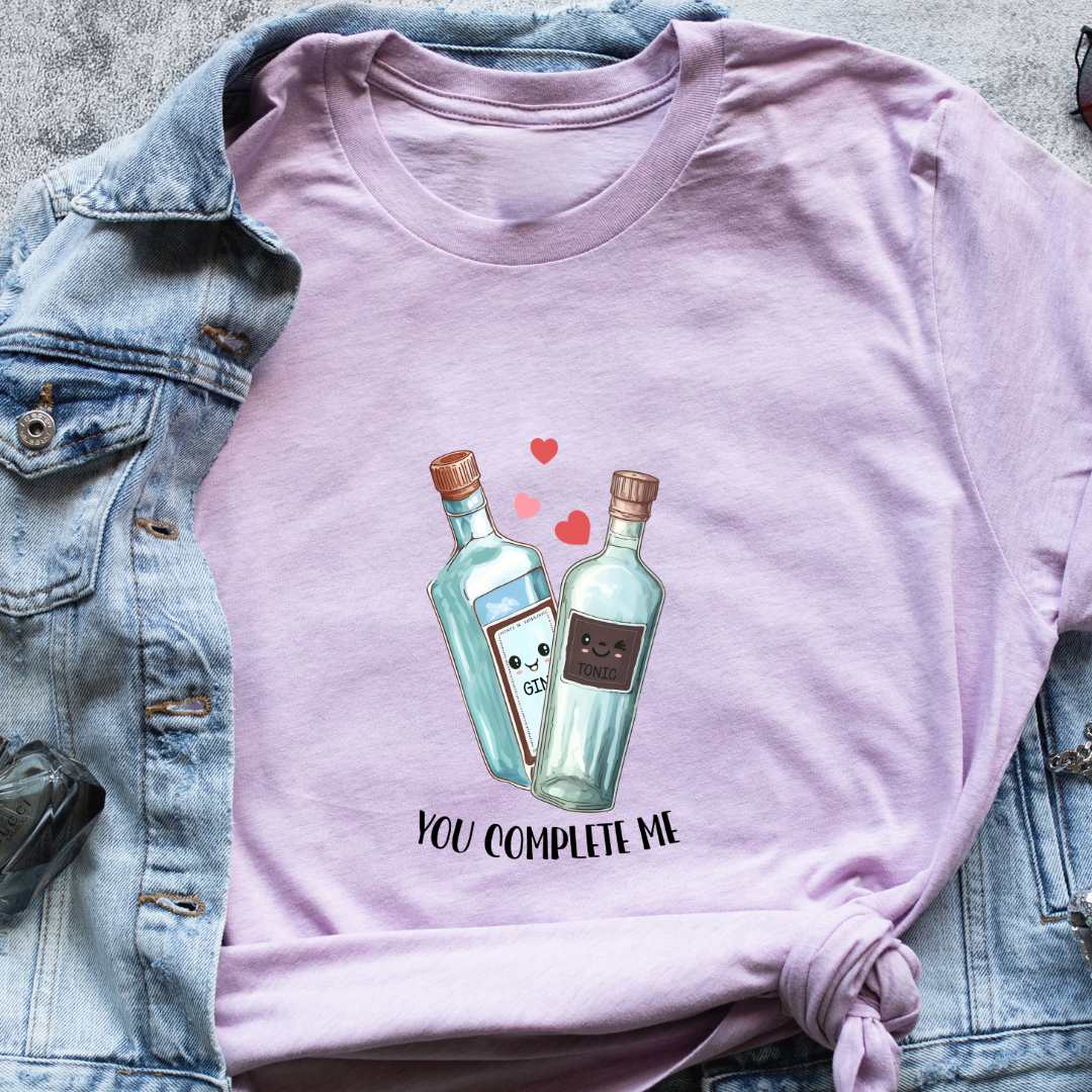 "You Complete Me" T-Shirt – Cute Gin & Tonic Graphic | Perfect Gift for Him or Her | Unisex Fit