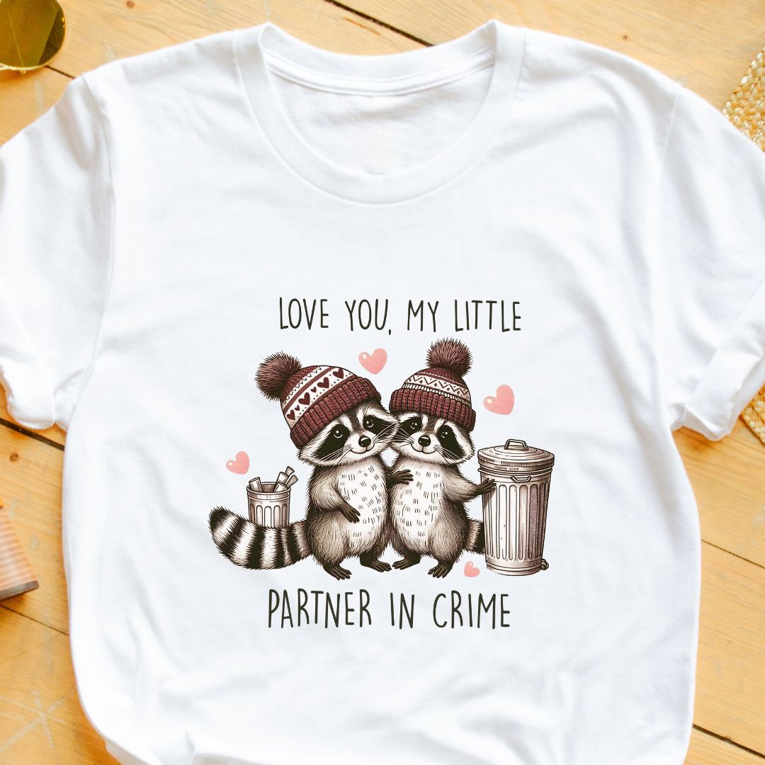 Love You My Little Partner in Crime T-Shirt – Perfect Valentine’s Gift for Couples in India | Unisex Fit