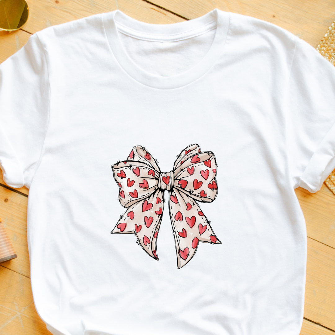 "Cute Bow T-Shirt – Minimalist & Elegant Design for Valentine’s and Everyday Style