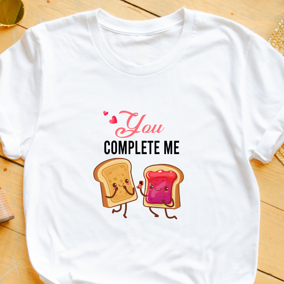 "You Complete Me" T-Shirt – Jelly & Peanut Butter Proposal Graphic | Cute Gift for Your Fiancé