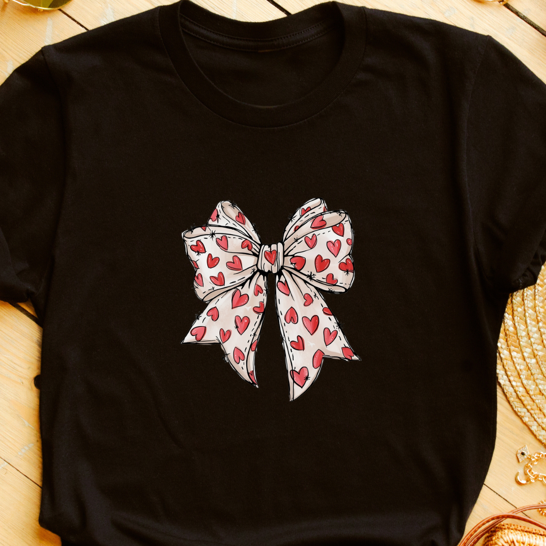 "Cute Bow T-Shirt – Minimalist & Elegant Design for Valentine’s and Everyday Style