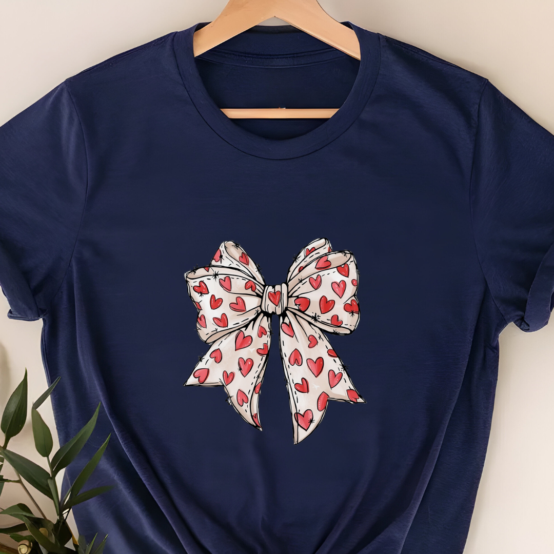 "Cute Bow T-Shirt – Minimalist & Elegant Design for Valentine’s and Everyday Style