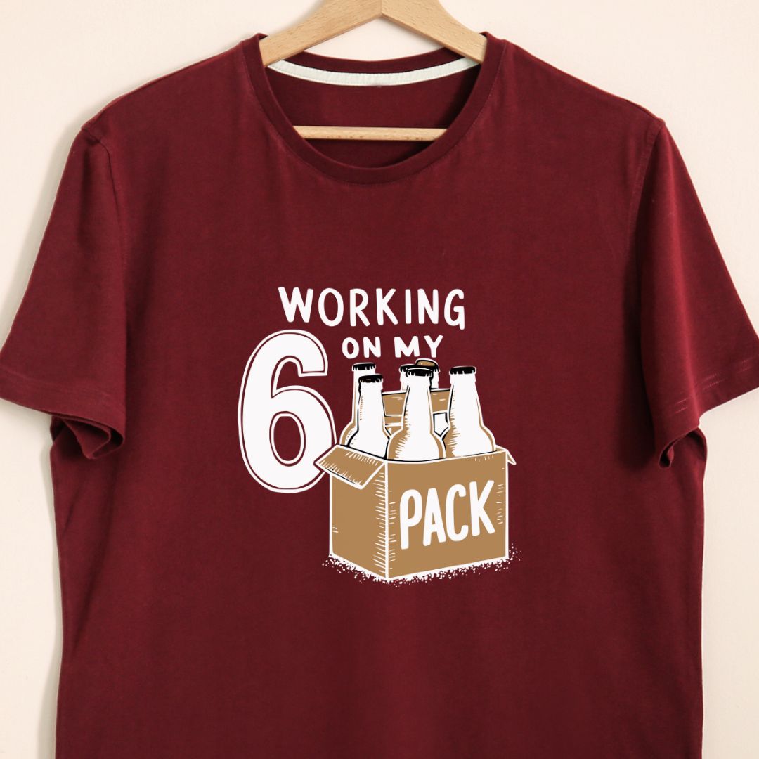 "Working on Six Pack" T-Shirt – Funny Beer Lover’s Gift | Cool Beer Graphic Tee for Men & Women