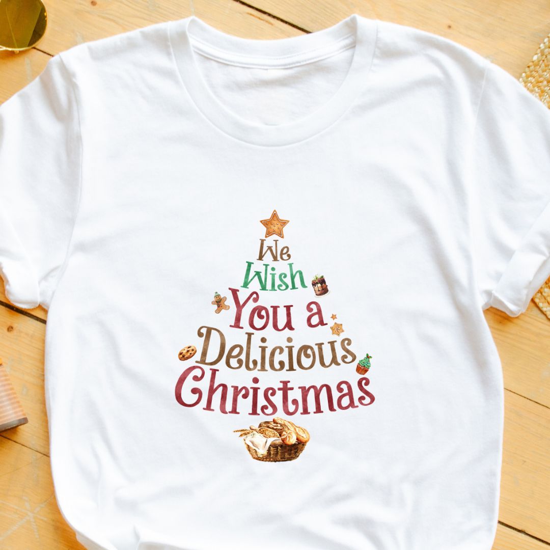 "We Wish You a Delicious Christmas" T-Shirt – Festive Tee for Food & Holiday Lovers | Unisex Fit