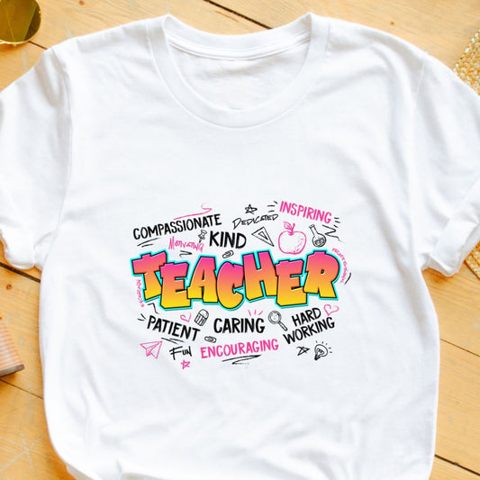 Teacher Word Art T-Shirt | Celebrate the Qualities of a Teacher | Eazy Peace India