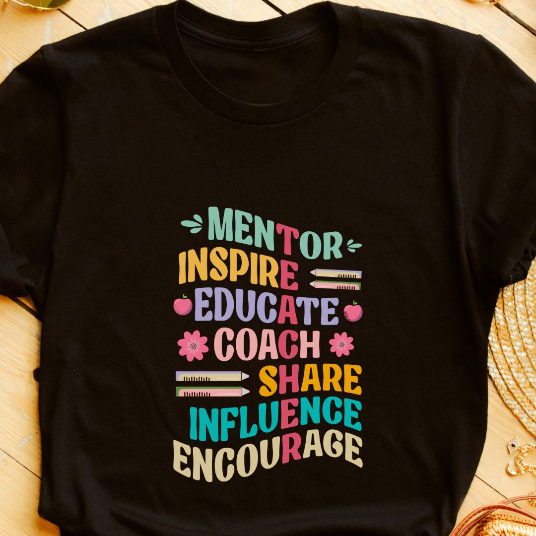 Empowering Teacher T-Shirt | Mentor, Inspire, Educate, Coach | Eazy Peace India